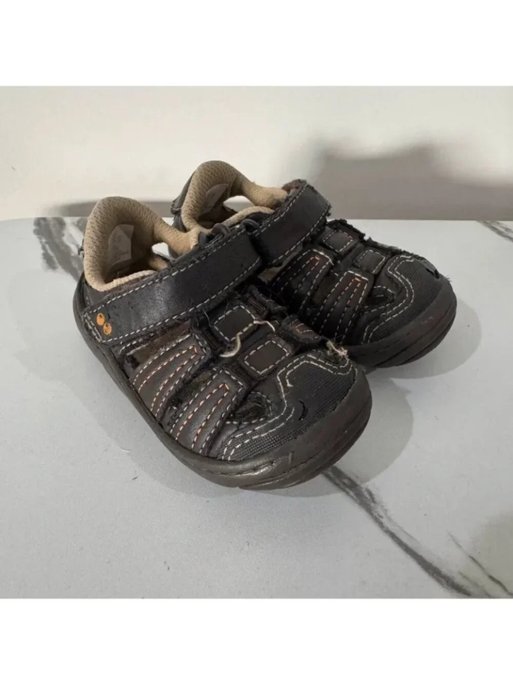 Stride Rite Surprize Ace Dark Brown Leather Sandals 4